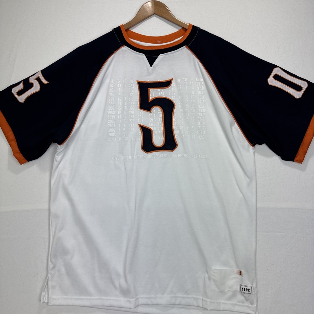 VTG FUBU 90s Denver Broncos Jersey 05 Sz XL White/ Orange Rare - Picture 10 of 12